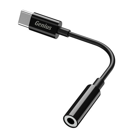 USB/Audio převodník, USB C samec - Jack (3.5mm) samice, stereo, černá, Genius ACC-C100