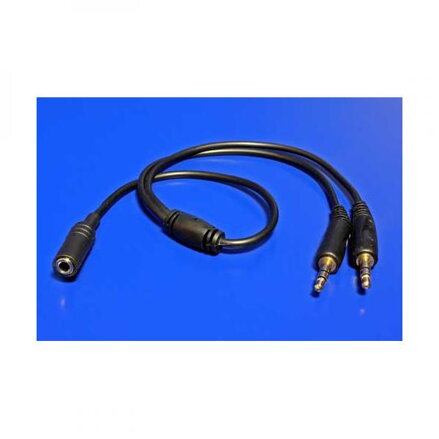 Audio Redukce, Jack (3,5mm) 2x M-Jack (3,5mm) F (2-pólový), 0, stereo, černá, Logo