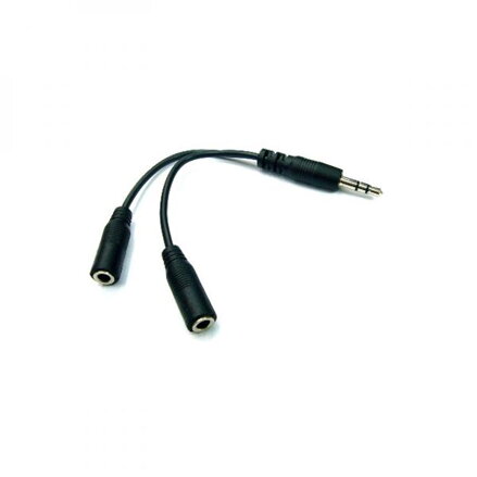 Audio Rozdvojka, Jack (3,5mm) M-Jack (3,5mm) 2x F, 0.2, stereo, černá, Logo, s kablíkem