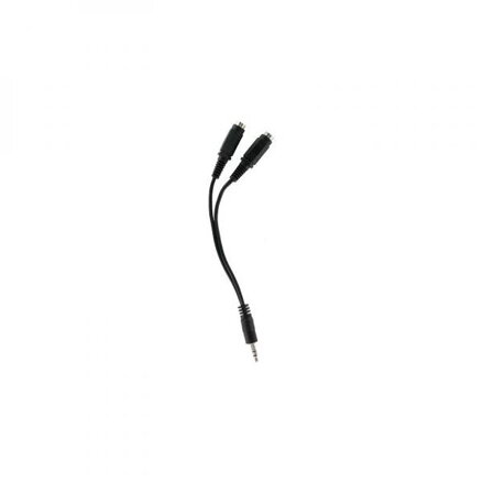 Audio Rozdvojka, Jack (3,5mm) M-Jack (3,5mm) 2x F, 0.2, stereo, černá, Logo, s kablíkem
