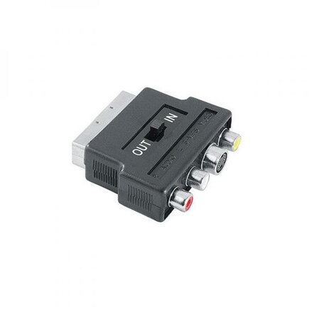 Audio/video Redukce, SCART M-Cinch 3x M + S-video F, 0, černá, Logo, přepínač in/out
