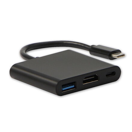 USB (3.1) Adaptér, USB C (3.1) M-HDMI F + USB A (3.0) F + USB C (3.1) F, 0, černý, All New, box, 4K2K@30Hz, USB PD