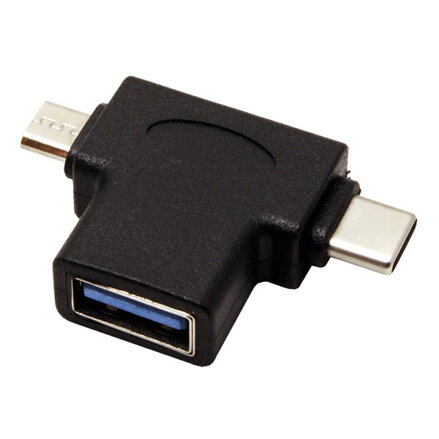 USB (3.0) Redukce, USB A (3.0) F-USB micro B (M) + USB C (3.1)M, 0, černá, plastic bag, OTG