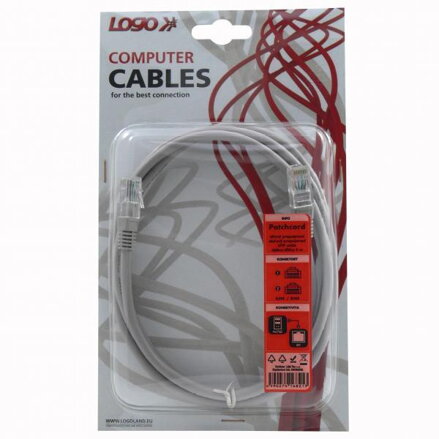 UTP patchcord, Cat.5e, RJ45 M-2m, nestíněný, šedý, Logo, blistr