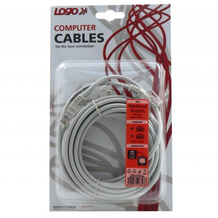 UTP patchcord, Cat.5e, RJ45 M-5m, nestíněný, šedý, Logo, blistr