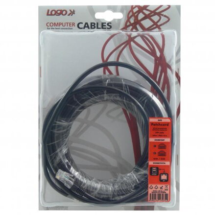 UTP patchcord, Cat.5e, RJ45 M-10m, nestíněný, šedý, Logo, blistr
