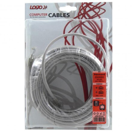 UTP patchcord, Cat.5e, RJ45 M-15m, nestíněný, šedý, Logo, blistr