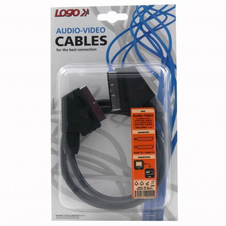 Kabel Scart M- Scart M, SCART, 1m, černá, Logo, blistr