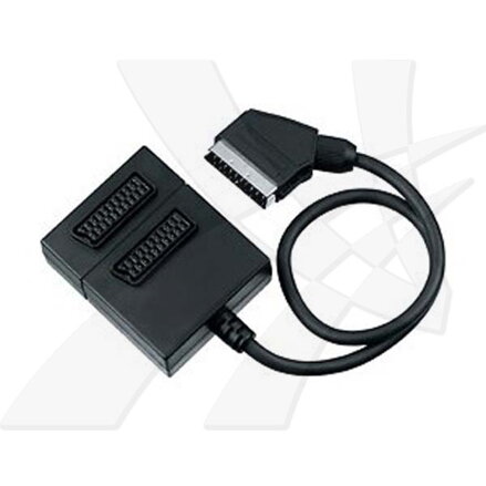 Kabel Scart M- Scart 2x F, SCART, 0.5m, černá, rozdvojka