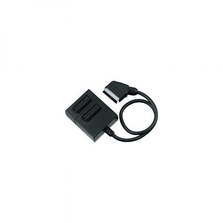 Kabel Scart M- Scart 3x F, SCART, 0.3m, černá, Logo, blistr, roztrojka