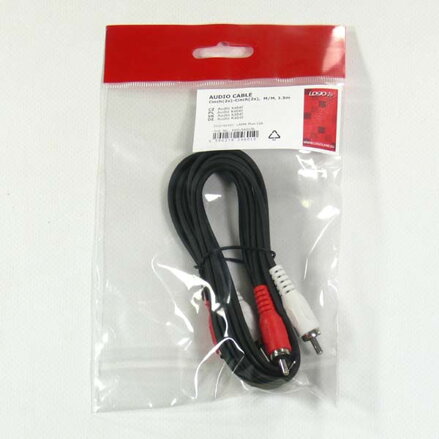 Kabel Cinch 2x M- Cinch 2x M, 1.5m, černá, Logo