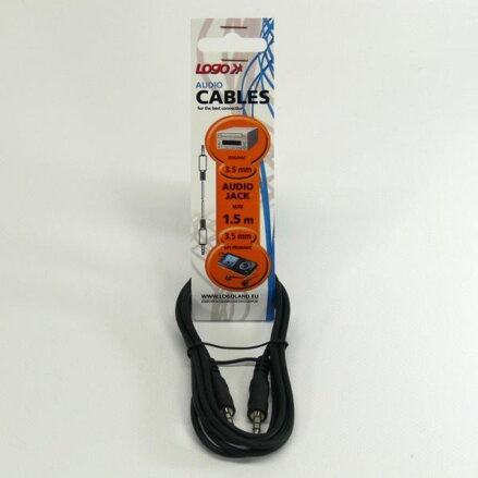 Kabel Jack (3,5mm) M- Jack (3,5mm) M, 1.5m, černá, Logo