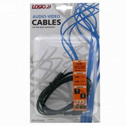 Kabel Jack (3,5mm) M- Jack (3,5mm) M, 1.5m, černá, Logo, blistr