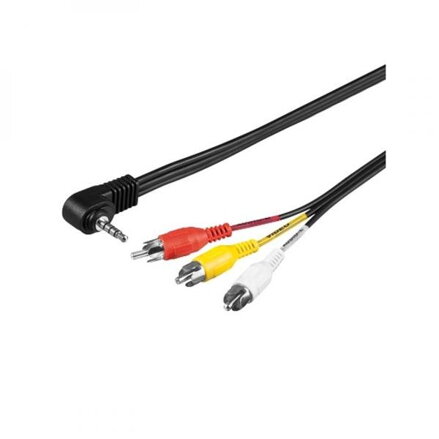 Kabel Jack (3,5mm) M- Cinch 3x M, 1.5m, 4-pólovy jack, černá, Logo, blistr