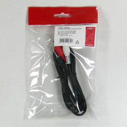 Kabel Jack (3,5mm) M- Cinch 2x M, 1.5m, černá, Logo