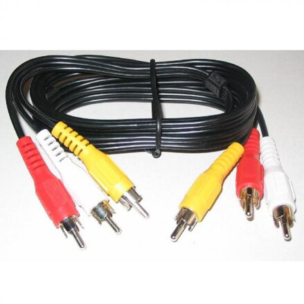 Video kabel 3x CINCH samec - 3x CINCH samec, 2m, černá