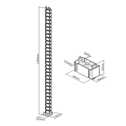 Organizér kabelů, husí krk, bílý, 1.3m, pro výškově nastavitelné stoly, Powerton