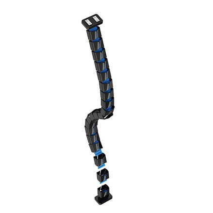 Organizér kabelů, magnetický husí krk, černo-modrý, 1285mm, pro výškově nastavitelné stoly, Powerton