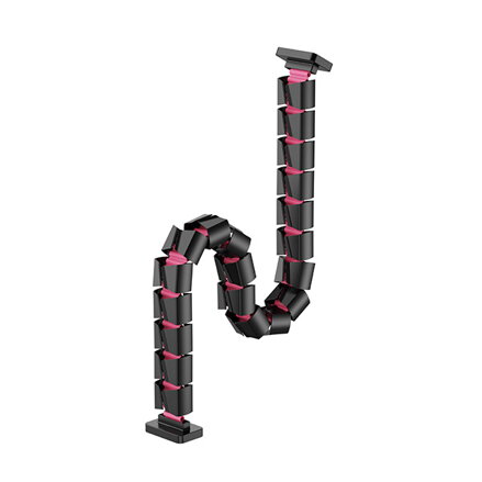 Organizér kabelů, magnetický husí krk, černo-růžový, 1285mm, pro výškově nastavitelné stoly, Powerton