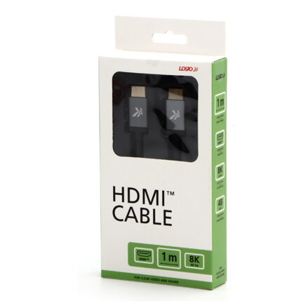 HDMI M- HDMI M, Ultra High Speed, 1m, zlacené konektory, hliníkové provedení krytky, šedý, Logo, 8K@60Hz, 48Gb/s