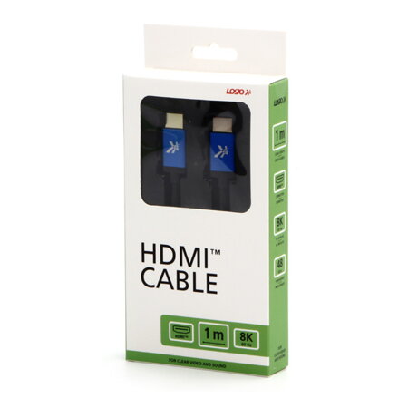 HDMI M- HDMI M, Ultra High Speed, 1m, zlacené konektory, hliníkové provedení krytky, modrý, Logo, 8K@60Hz, 48Gb/s