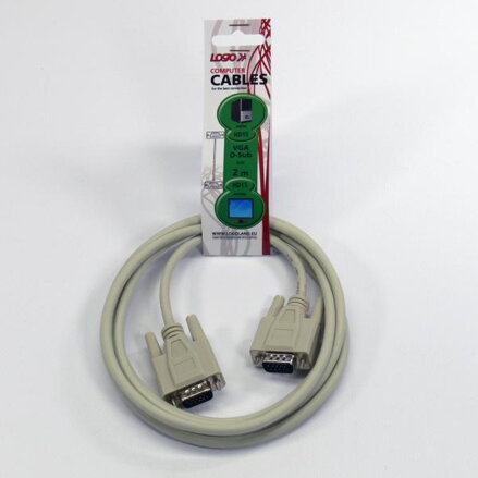 Kabel VGA (D-sub) M- VGA (D-sub) M, 2m, šedá, Logo