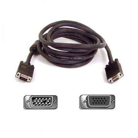 Kabel SVGA (15) M- SVGA (15) F, SVGA, 2m, stíněný, černá