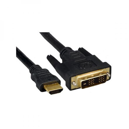 Kabel DVI (18+1) M- HDMI M, 2m, zlacené konektory, černá, Logo