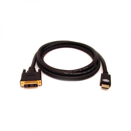 Kabel DVI (18+1) M- HDMI M, 2m, zlacené konektory, černá, Logo