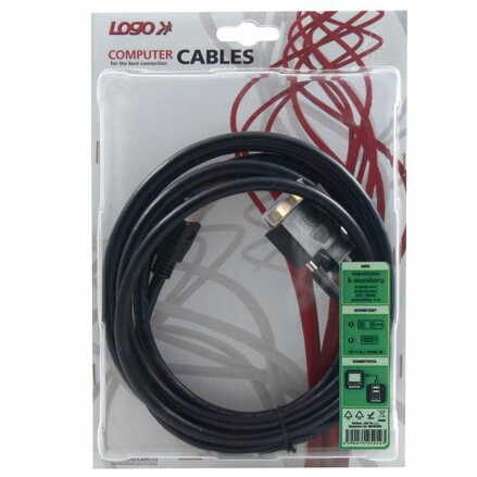 Kabel DVI (18+1) M- HDMI M, 3m, černá, Logo, blistr