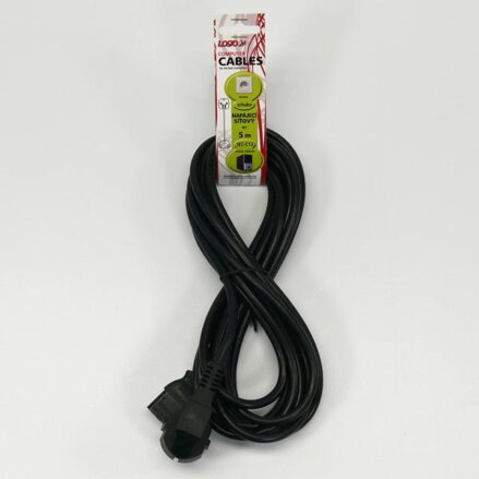 Síťový kabel 230V napájecí, CEE7 (vidlice)-C13, 5m, VDE approved, černý, Logo