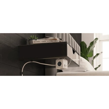 Cubenest - PowerCube, 3m, Extended USB, šedá, POWERCUBE, 4 zásuvky, USB A+C, PD 20W