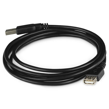 Kabel USB (2.0), USB A M- USB A F, 1.8m, černý, Logo, blistr