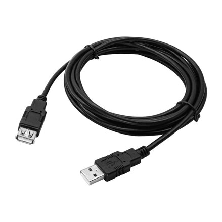 Kabel USB (2.0), USB A M- USB A F, 3m, černý, Logo, blistr