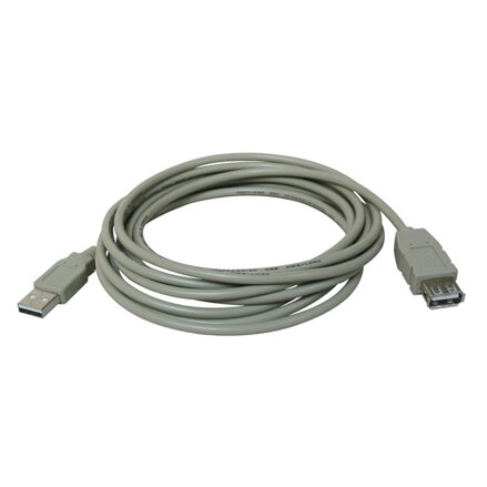 Logo USB prodlužovací kabel (2.0), USB A samec - USB A samice, 5m, šedý, blistr