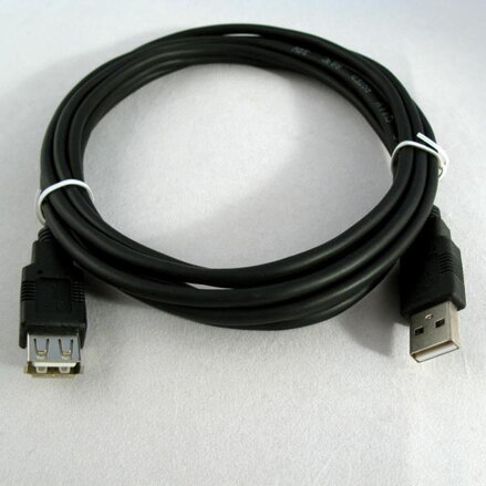 Kabel USB (2.0), USB A M- USB A F, 1.8m, černý, Logo Economy