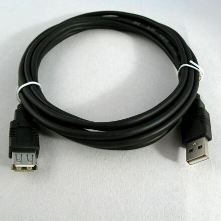Kabel USB (2.0), USB A M- USB A F, 3m, černý, Logo Economy