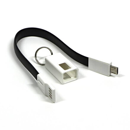 Kabel USB (2.0), USB A M- USB micro B M, 0.2m, černý, Logo, blistr, klíčenka