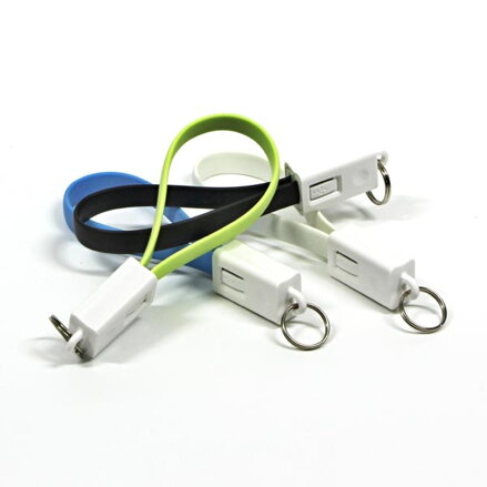 Kabel USB (2.0), USB A M- USB micro B M, 0.2m, černý, Logo, blistr, klíčenka