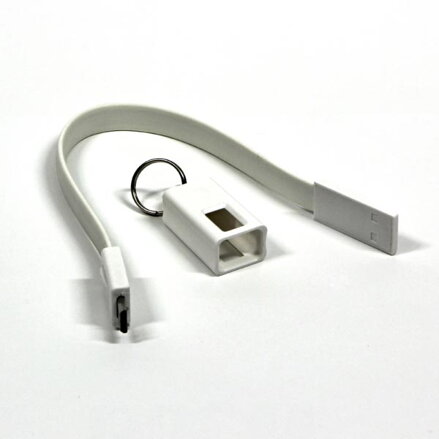 Kabel USB (2.0), USB A M- USB micro B M, 0.2m, bílý, Logo, blistr, klíčenka