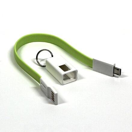 Kabel USB (2.0), USB A M- USB micro B M, 0.2m, světle zelená, Logo, blistr, klíčenka