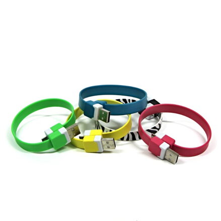 Kabel USB (2.0), USB A M- USB micro B M, 0.25m, žlutý, Logo, blistr, náramek