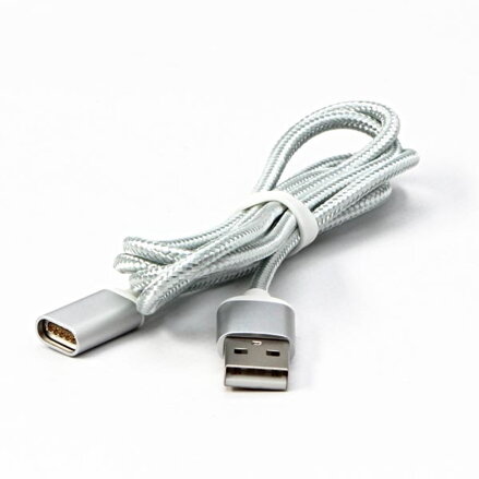 Magnetický kabel USB (2.0), USB A M- Magnetická koncovka, 1m, stříbrný