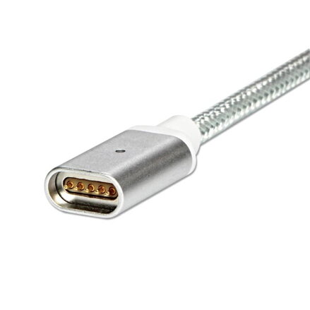 Magnetický kabel USB (2.0), USB A M- Magnetická koncovka, 1m, stříbrný
