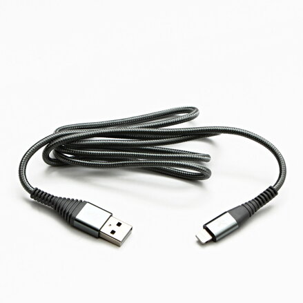 Kabel USB (2.0), USB A M- Apple Lightning C89 M, 1m, MFi certifikace, 5V/2,4A, stříbrný, Logo, box, nylonové opletení, hliníkový k