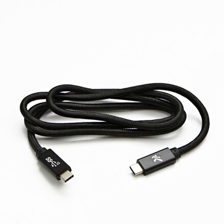Kabel USB (3.2 gen 2), USB C M- USB C M, 1m, Power Delivery 100W, 10 Gb/s, 20V/5A, černý, Logo, box, nylonové opletení, hliníkový