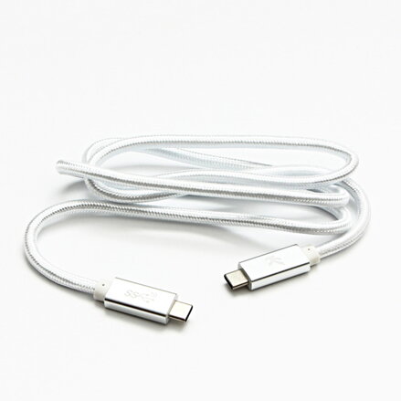 Kabel USB (3.2 gen 2), USB C M- USB C M, 1m, Power Delivery 100W, 10 Gb/s, 20V/5A, bílý, Logo, box, nylonové opletení, hliníkový k