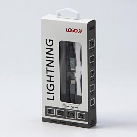 Kabel USB (2.0), USB C M- Apple Lightning C94 M, 1m, MFi certifikace, 5V/3A, stříbrný, Logo, box, nylonové opletení, hliníkový kry