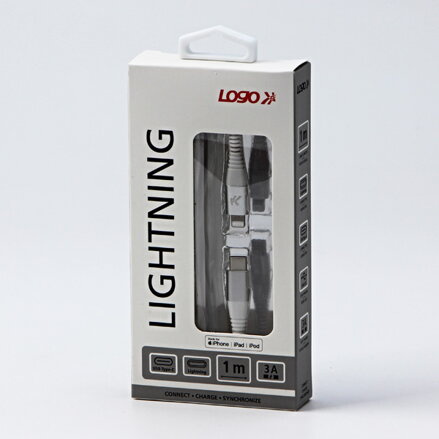 Kabel USB (2.0), USB C M- Apple Lightning C94 M, 1m, MFi certifikace, 5V/3A, bílý, Logo, box, nylonové opletení, hliníkový kryt ko