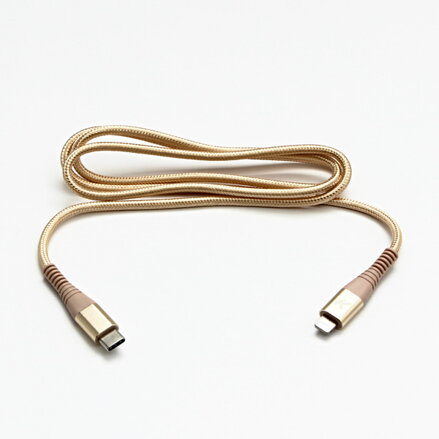Kabel USB (2.0), USB C M- Apple Lightning C94 M, 1m, MFi certifikace, 5V/3A, zlatý, Logo, box, nylonové opletení, hliníkový kryt k
